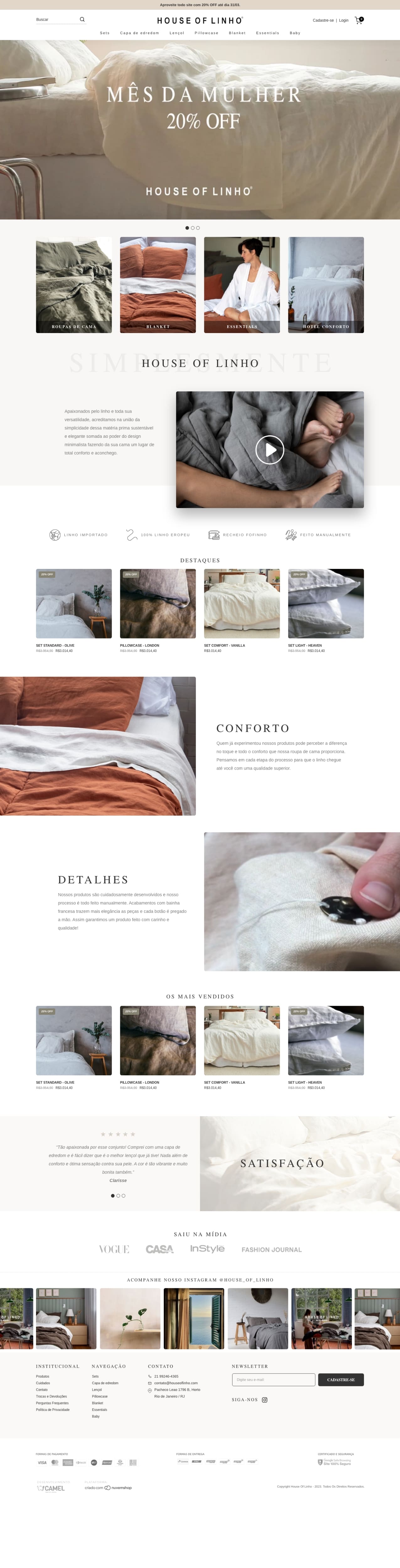 Loja de roupas de cama - House Of Linho